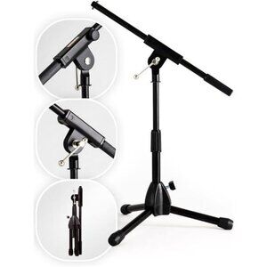 Foldable Tripod Low-Profile Mic Boom Stand - Height Extending from 9.6'' to 16.9